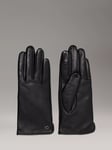 Calvin Klein Metal Logo Leather Gloves, Ck Black