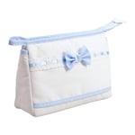 FILET - Trousse de Voyage avec Fermeture à Glissière, Enveloppe avec Poche en Toile Aida à Broder, Organisateur de Produits de Beauté, 100% Made in Italy, Dimensions 24x16x6 cm, Couleur Blanc et Bleu