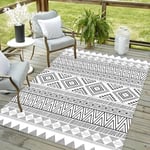 Vamcheer Tapis Salon Lavable 120x170 - Grand Tapis Salle a Manger,Moquette Chambre/Descente de Lit,Tapis de Sol Lavable en Machine,Tapis terrasse, Couloir,Antidérapant et résistant,Noir/Gris