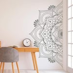 UYEDSR Wall Sticker Yoga Mandala Flower Wall Stickers Mandala in Half Meditation Style Vinyl Wall Decal Home Yoga Studio Decoration 84x42cm