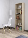 Dmora - Bibliothèque Camotes, Etagère de Bureau, Porte-Livre Mobile, Espace de Rangement, Made in Italy, 57x25h186 cm, Chêne