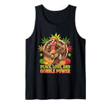 Peace Love and Gobble Power Thanksgiving Reggae Rasta Turkey Tank Top