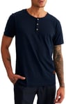 Leif Nelson T-Shirt d'été pour Homme - Col Rond - Coupe Droite - 100% Coton - Décontracté - Basique - Manches Courtes, Bleu foncé, M