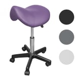 Vivezen - Tabouret ergonomique, selle de cheval à roulettes réglable en hauteur de 49.5 à 68 cm et pivotable à 360° - Violet