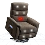 FLEXISPOT Fauteuil de Relaxation Électrique, Fauteuil de Massage, Fauteuil Releveur, Fauteuil de Couchage, Fauteuil TV, Fauteuil Inclinable avec Aide au Redressement, Fonction Chauffante (Marron)