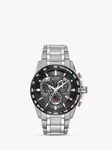 Citizen CB5898-59E Men's Eco-Drive Perpetual Calendar Chronograph Bracelet Strap Watch, Silver/Black