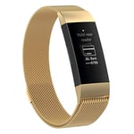 JIAOCHE Stainless Steel Magnet Wrist Strap for FITBIT Charge 4， Large Size: 210x18mm(Black) (Color : Gold)