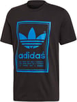 Adidas Men Vintage Tee T-Shirt - Black/Bluebird, Small