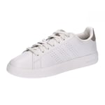 adidas Femme Advantage Premium Leather Shoes Chaussures, Chalk White/Chalk White/Champagne met, 40 EU