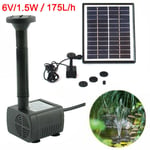 Kit de pompe &agrave; eau &agrave; &eacute;nergie solaire, d&eacute;bit de 175L/H, pompe de fontaine &agrave; eau pour bain d'oiseaux, jardin, piscine, aquarium