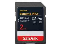 Sandisk Extreme Pro, 2 Tb, Sdxc, Klass 10, Uhs-I, 250 Mb/S, 150 Mb/S