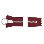 YKK GlidelÃ¥s Aluminium Fast med ring 25cm 4mm Bordeaux