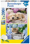 Ravensburger - Puzzle Enfant - Puzzles 2x200 p - Chiens et chaton - Dès 8 ans - 80568