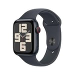 Apple Watch SE (2. Generation) GPS + Cellular 44 mm Smartwatch mit Aluminiumgehäuse in Mitternacht und Sportarmband in Mitternacht (S/M). Fitness und Schlaftracker, Unfallerkennung, Retina Display