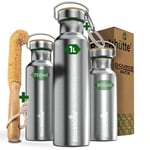 Blockhütte Gourde inox 1L I Gourde bouteille isotherme Acier Inoxydable, Maintient Boissons Froides 25h, Idéale pour Randonnée, Vélo et Travail, Sans BPA, Gourde enfant, pour femme