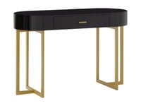 Bureau console avec 1 tiroir - MDF laqué et métal - Noir et doré - TORELI de Pascal Morabito