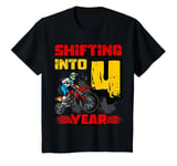 Youth Shifting Into 4 Year Dirt Bike Motocross 4th Birthday Party T-Shirt