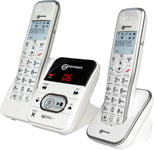 Amplidect 295 Duo - Téléphone Amplifié Sans Fil Et Son Combiné Additionnel Avec Répondeur, Sonnerie Puissante Et Grosses Touches Pour Séniors - Perte Auditive Faible Ou Moyenne - Version Fr