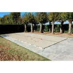 Bâche Hivernage 550 g/m² Beige 10,70 x 5,70 m pour Piscine Maximum 10 x 5 m avec Grille d'Evacuation - Direct Usine France