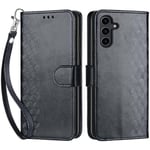 Coque pour Samsung Galaxy S24 Plus 5G, Housse en Cuir PU Flip Pochette Portefeuille Étui avec Emplacement Carte Samsung S24 Plus Coque Magnétique Antichoc (3D Noir)