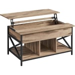 Soffbord, höj- och sänkbart vardagsrumsbord, soffbord, öppet och dolt förvaringsutrymme, X-stag, 60 x 100 x