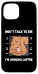 Coque pour iPhone 15 Squirrel Don't Talk To Me I'm Drinking Coffee Style japonais