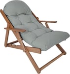 HOMCOM Fauteuil Chaise de Salon Pliable et inclinable en Bois Fauteuil Relax Confortable avec Coussin capitonné épais - dim. 71I x 89P x 96H cm