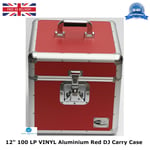 1 X NEO RED Aluminium DJ Storage Carry Case for 100 LP Vinyl 12" Records TOUGH