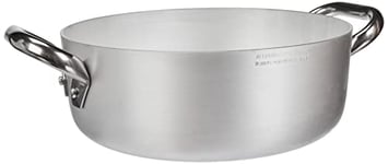 Pentole Agnelli ALMA10624 Casseroles en Aluminium Professionnelles 3 mm, Casserole Basse avec 2 poignées, 4,1 L