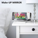 (White) Rgb Colorful Gradient Digital Clock Projection Clock Mirror Alarm Clo