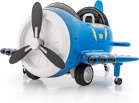 Voiture Électrique Enfants 12V Forme Avion Hélice Rotative Télécommande Charge 30KG Bleu