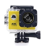 ZHUTA Caméra d'action 4K HD 2.0" - 8 MP - WiFi - Étanche - 30 m - avec Accessoires - pour Natation, plongée, vélo, Moto, etc. (Jaune)