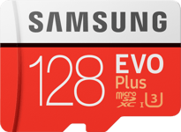 Samsung MicroSD EVO+ 128 Gt -muistikortti + SD-adapteri