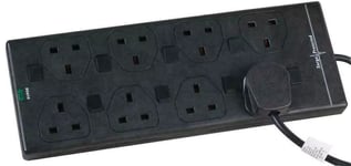 UK MAINS EXTENSION LEAD 8 SOCKET GANG SURGE PROTECTED 2 METER SWITCHED