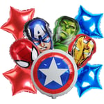 9 st Marvel Avengers-ballonger, Wopin- Återanvändbara Marvel Superhero-folie-ballonger, Marvel Avengers-festdekorationer, för barnkalas