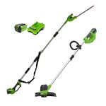 Greenworks 40V 30cm Tondeuse sans fil, scie à perche/haie avec batterie/chargeur 2Ah