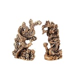 lachineuse - Figurines Couple Dragon & Phénix - Statuettes Feng Shui - Symbole de Bonheur Familial & Conjugal - pour Bureau, Maison - Décoration Chinoise Asiatique - 13 x 9 x 4,5 cm - Coloris Doré