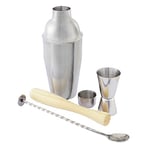 Point-Virgule Set à Cocktail avec Shaker Cocktail, Cuillère Cocktail, Doseur Cocktail et Pilon Cocktail, Cocktail Kit en Acier Inoxydable, 4 Pièces