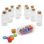 Decoraparty Lot de 12 bouteilles en verre avec bouchon de liège, mini ampoules transparentes pour bonbonnières et petites dragées, épices, herbes, flacons de décoration - 7,5 x 3 cm