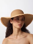 French Connection Scallop Edge Straw Hat, Natural