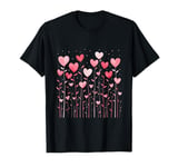 Watercolor Heart Flowers Garden Valentines Day Love T-Shirt