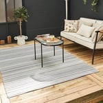 THE RUGS Rainbow Collection Outdoor Rug - Easy to Clean, Waterproof Plastic Outdoor Rugs for Garden, Patio, Balcony, Camping - Vibrant Plastic Straw Rug - Threads Grey, 150x220