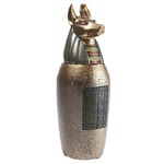 lachineuse - Vase Canope Anubis - Vase Égyptien Décoratif 21 cm - Objet Décoration Égypte Antique - Statue Figurine Pharaon Tête de Chacal - Idée Cadeau Déco Coffret Urne - Coloris Bronze Doré