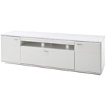 Pegane - Meuble tv en bois coloris blanc mat - L.195 x H.60 x P.51 cm