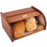 Creative Home Wooden Bread Bin Brown | 40 x 27,5 x 18,5 cm | Natural Beech Wood | Container with Roll-Top | Bread Box Storage for Every Kitchen