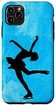 Coque pour iPhone 11 Pro Max Patinage artistique Bleu Aquarelle Patinage sur glace