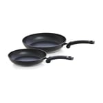 Fissler Adamant Classic Lot de 2 poêles à manche avec revêtement anti-adhésif pour induction, 24 + 28 cm, anthracite