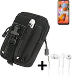 big Holster for Samsung Galaxy A11 + earphones pouch sleeve belt bag cover case 