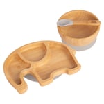 Eden The Elephant Bamboo Suction Dinner Set - Black