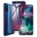 ZXLZKQ pour Wiko Power U20 (6.82 Pouces) Coque + Verre trempé, Noir TPU Souple Silicone Etui Housse Cover Bumper Case et HD trempé Protection écran/Anti-Rayure - WMA33